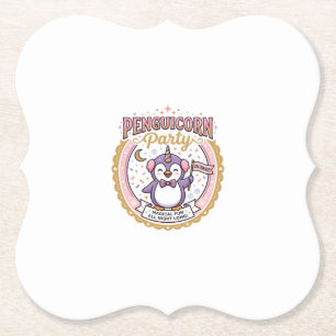 Unicorn Penguicorn Party POD Ready Zazzle Design_1 Paper Coaster