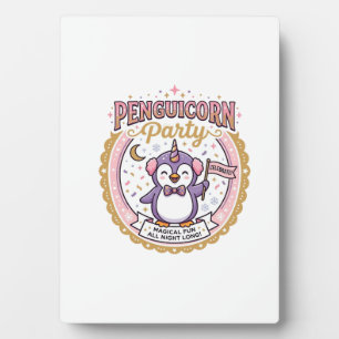 Unicorn Penguicorn Party POD Ready Zazzle Design_1 Plaque