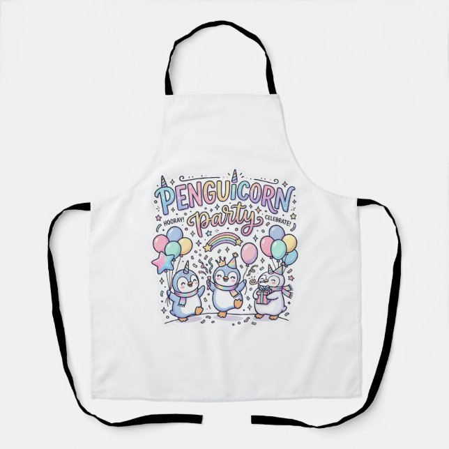 Unicorn Penguicorn Party Premium Vector Vector Des Apron (Front)