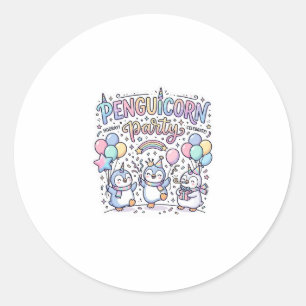 Unicorn Penguicorn Party Premium Vector Vector Des Classic Round Sticker