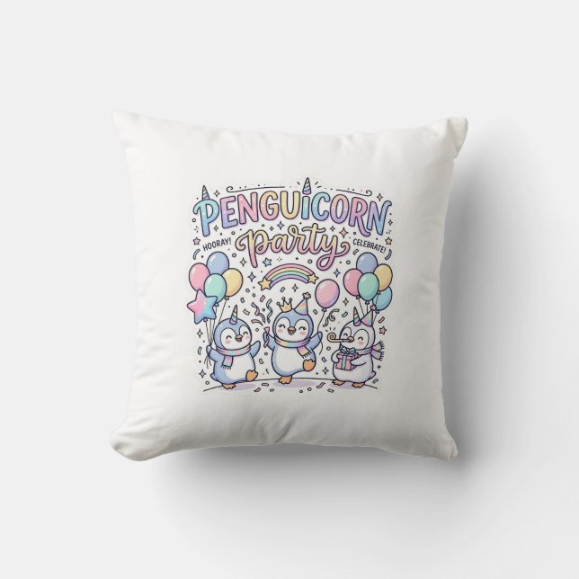 Unicorn Penguicorn Party Premium Vector Vector Des Cushion (Front)