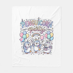 Unicorn Penguicorn Party Premium Vector Vector Des Fleece Blanket