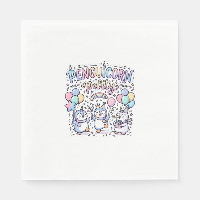 Unicorn Penguicorn Party Premium Vector Vector Des Napkin (Front)