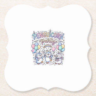 Unicorn Penguicorn Party Premium Vector Vector Des Paper Coaster