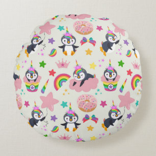 Unicorn Penguin Round Cushion