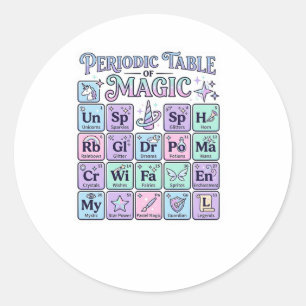 Unicorn Periodic Table of Magic Graphic Design Mer Classic Round Sticker