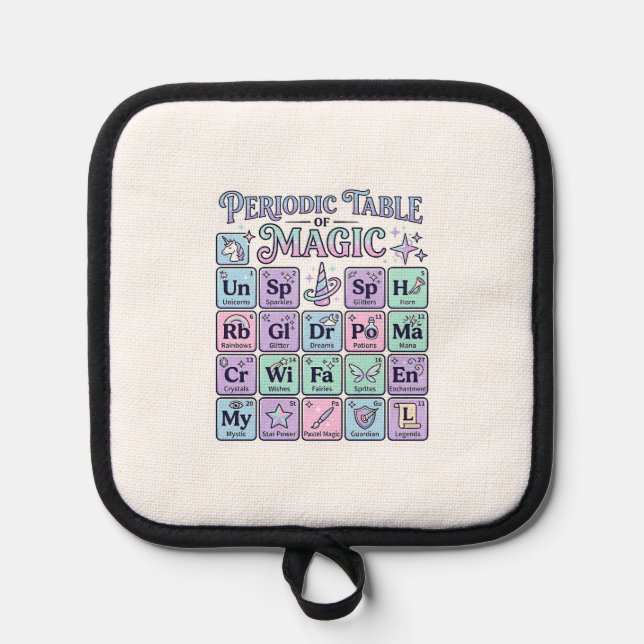 Unicorn Periodic Table of Magic Graphic Design Mer Pot Holder (Front)