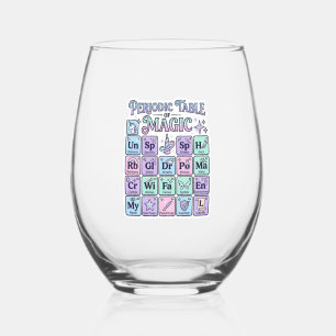 Unicorn Periodic Table of Magic Graphic Design Mer Stemless Wine Glass