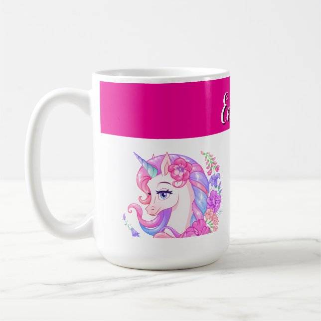 unicorn & personalise your name  coffee mug (Left)