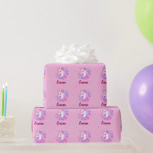 unicorn & personalise your name wrapping paper