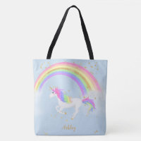 Unicorn Personalised Bag | Gold Rainbow