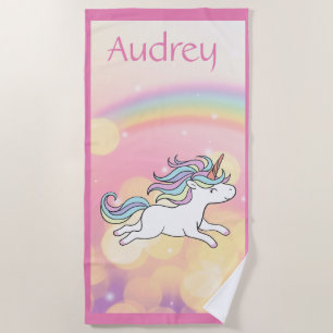 Unicorn Personalised Beach Towel