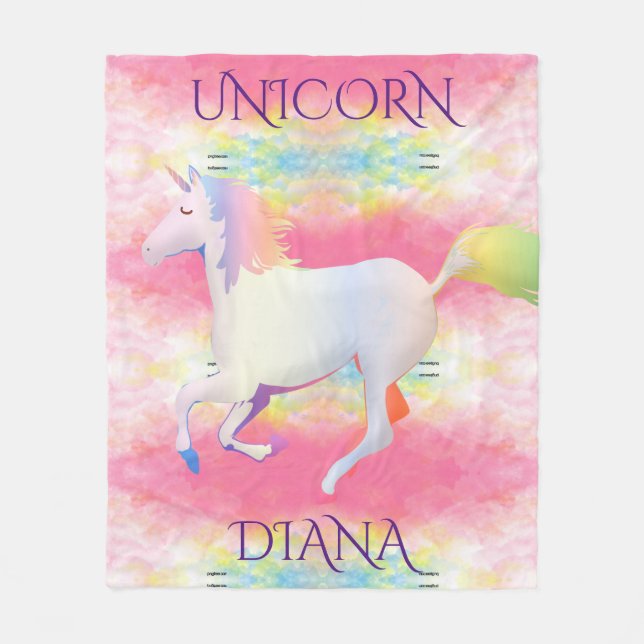 UNICORN personalised fleece blanket. Blanket (Front)