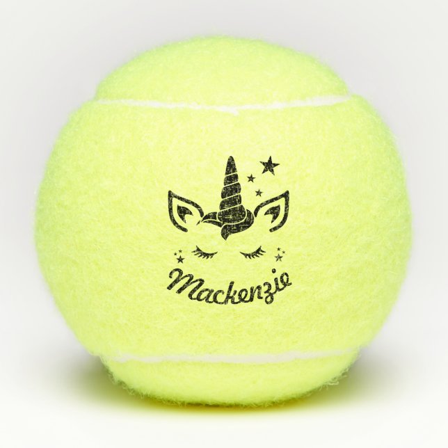 Unicorn Personalised Kids Name Tennis Balls (Front)