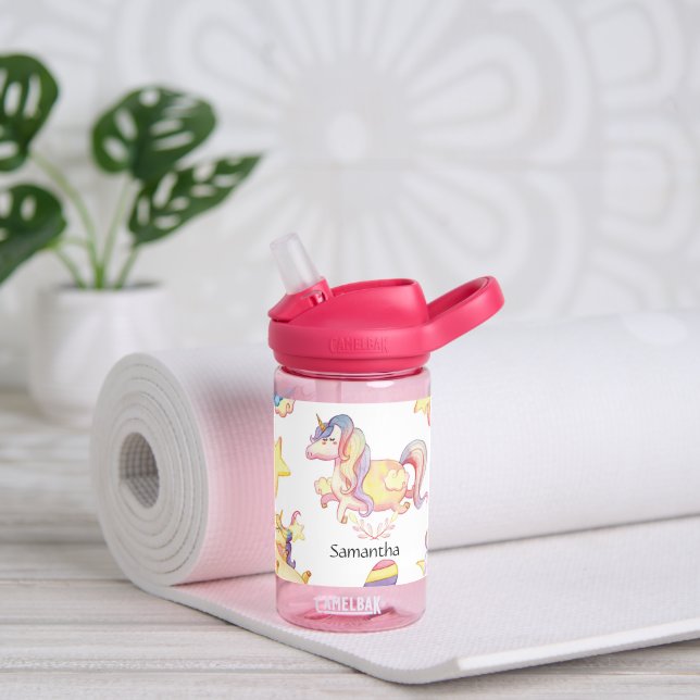 Unicorn Personalised kids water bottle (Yoga)