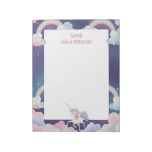 Unicorn Personalised Mitzvah Note pad