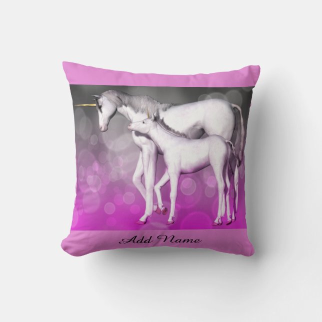 Unicorn Personalised Pink Purple Pillow (Front)