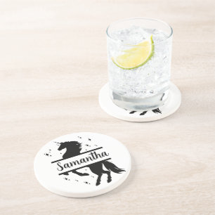 Unicorn Personalised Round Coaster
