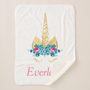 Unicorn Personalised Sherpa Blanket