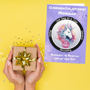 Unicorn Personalised Sobriety Milestone Card