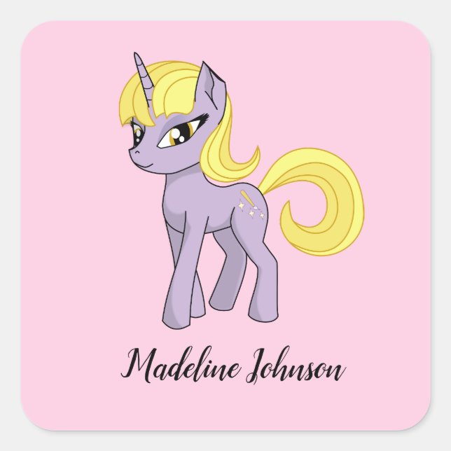 Unicorn Personalised Stickers Little Girl Seals (Front)