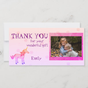 Unicorn Personalised Thank you Photo Card