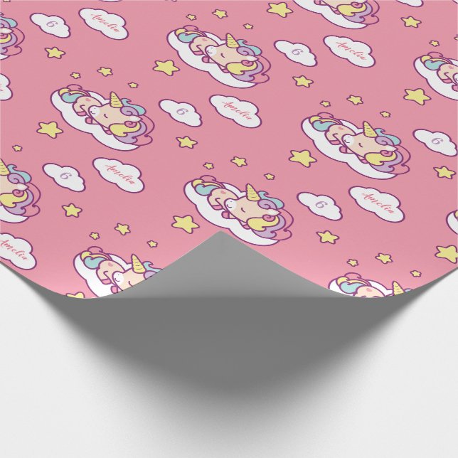 Unicorn Personalised Wrapping Paper (Name & Age) (Corner)