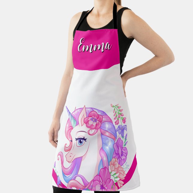 unicorn & personalize your name Crew  Apron (Insitu)