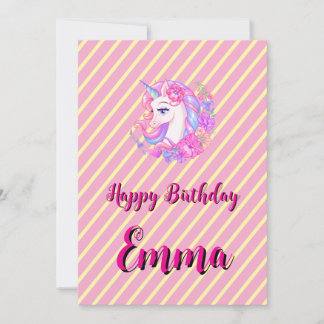 unicorn & personalize your name holiday card