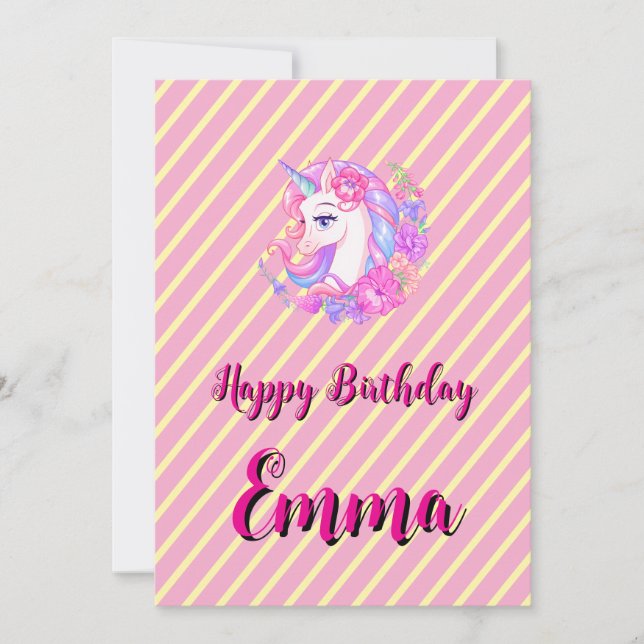 unicorn & personalize your name holiday card (Front)