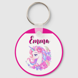 unicorn & personalize your name  key ring