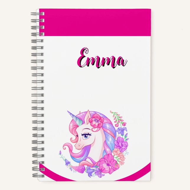 unicorn & personalize your name  notebook (Front)