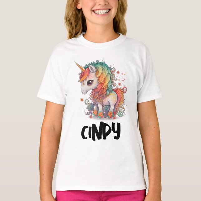 UNICORN PERSONALIZED NAME CUSTOM girls t-shirts (Front)