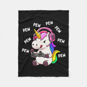 Unicorn Pew Pew Unicorns Lover Video Game Gamer Gi Fleece Blanket