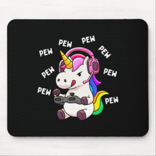 Unicorn Pew Pew Unicorns Lover Video Game Gamer Gi Mouse Mat