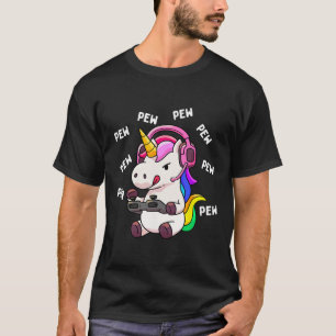 Unicorn Pew Pew Unicorns Lover Video Game Gamer Gi T-Shirt