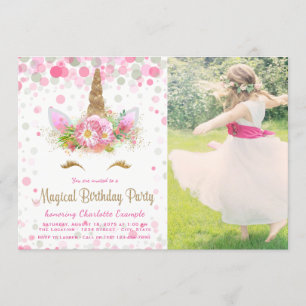 Unicorn Photo Unicorn Birthday Party Invitations