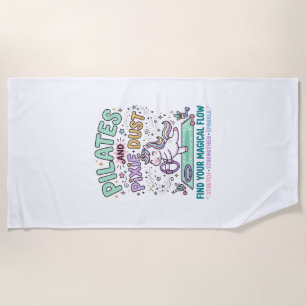 Unicorn Pilates and Pixie Dust Bold Typography T-S Beach Towel