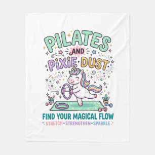Unicorn Pilates and Pixie Dust Bold Typography T-S Fleece Blanket