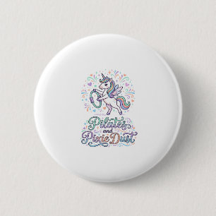 Unicorn Pilates and Pixie Dust White Background Ve 6 Cm Round Badge