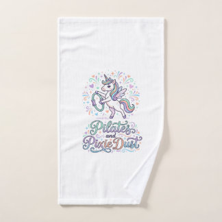 Unicorn Pilates and Pixie Dust White Background Ve Hand Towel