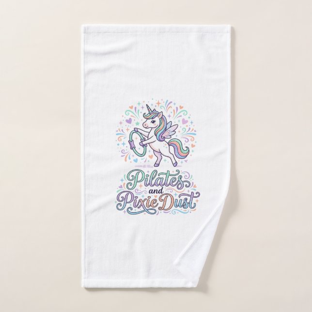 Unicorn Pilates and Pixie Dust White Background Ve Hand Towel (Hand Towel)