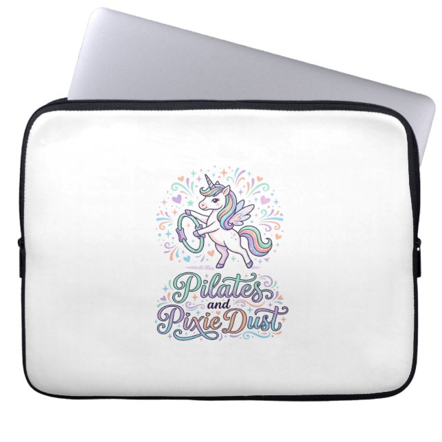 Unicorn Pilates and Pixie Dust White Background Ve Laptop Sleeve (Front)