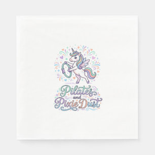 Unicorn Pilates and Pixie Dust White Background Ve Napkin