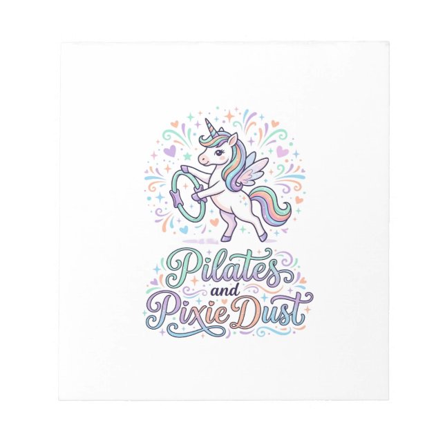 Unicorn Pilates and Pixie Dust White Background Ve Notepad (Front)