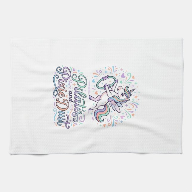 Unicorn Pilates and Pixie Dust White Background Ve Tea Towel (Horizontal)