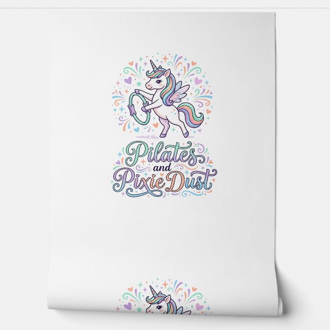 Unicorn Pilates and Pixie Dust White Background Ve Wallpaper (Unrolling)
