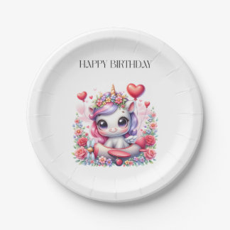 Unicorn Pilot Birthday Paper Plate