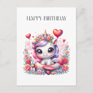 Unicorn Pilot Birthday Postcard