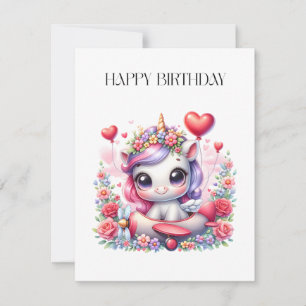 Unicorn Pilot Birthday Thank You Card
